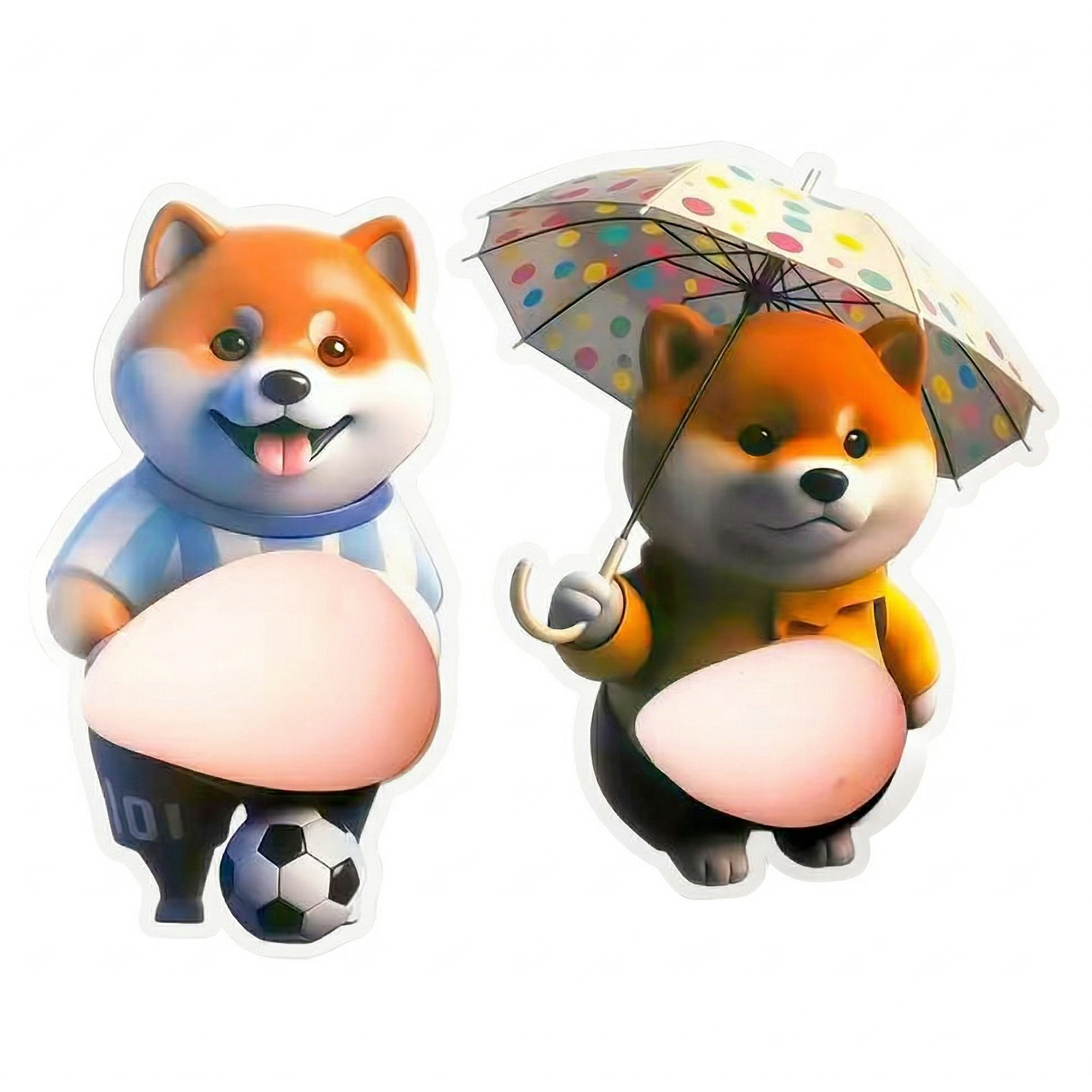 A Pair of Big-Belly Shiba Inu Door Stickers