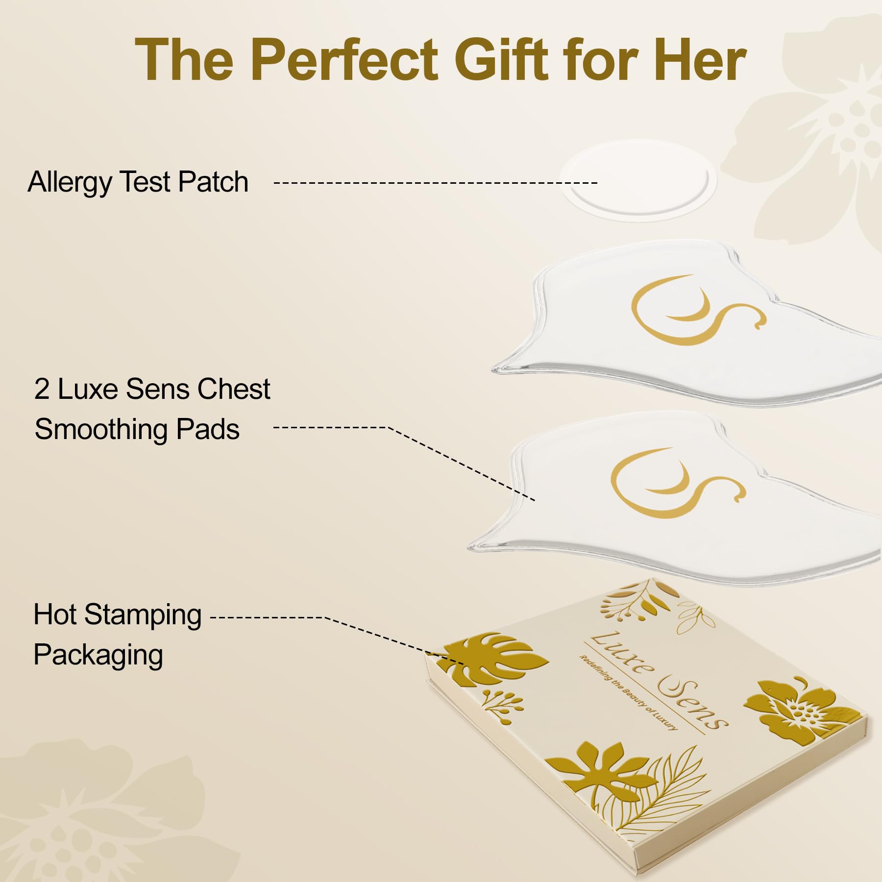 Chest Wrinkle Patches 2 Pack, Reusable Silicone Pads for Wrinkles, Anti Wrinkle Patches for Skin Firming and Smoothing, Overnight Chest Wrinkles from Side Sleeping (30 Day Supply) 