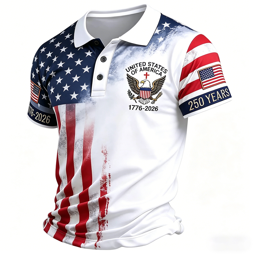 Men's American 250th Anniversary Casual Short-Sleeve Polo Shirt