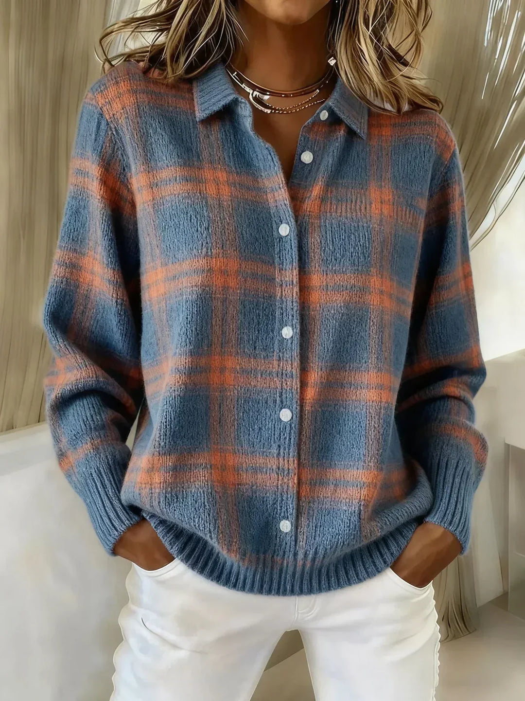 Ohmalo | Plaid Knit Cardigan