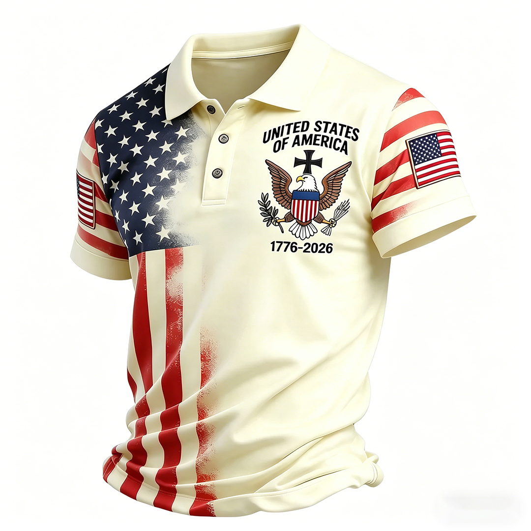 Men's American 250th Anniversary Casual Short-Sleeve Polo Shirt