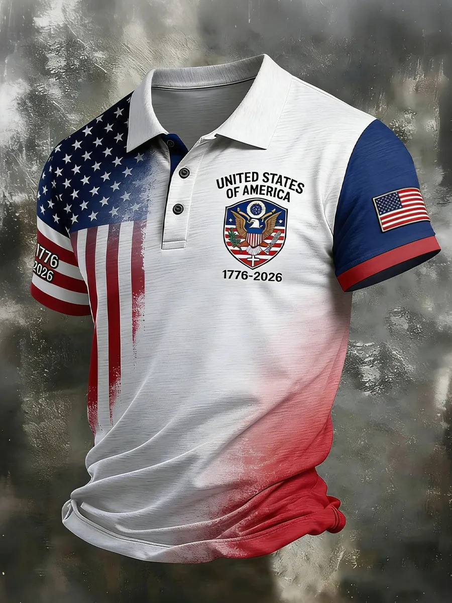 Men's American 250th Anniversary Casual Short-Sleeve Polo Shirt