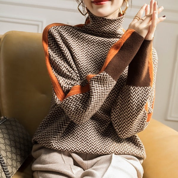 ohmalo | Herringbone Luxe Turtleneck