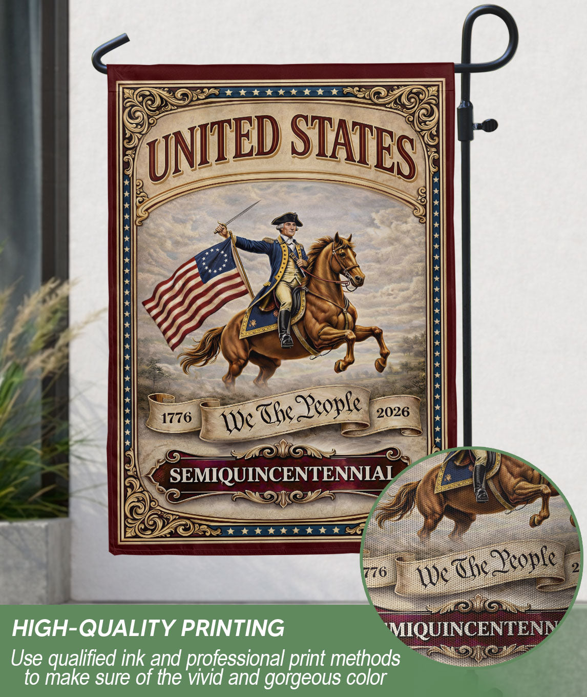George Washington 250th Anniversary 1776–2026 House Flag – 250 We The People Double Sided Yard Decor
