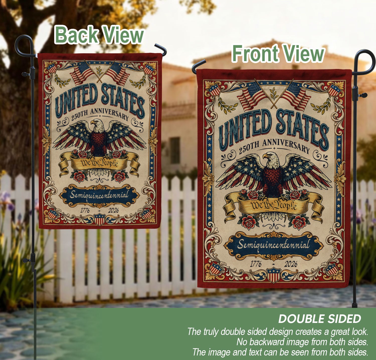 1776-2026 250th Anniversary Garden Flag – We The People Bald Eagle 250 Years of Freedom Double Sided Patriotic Printing