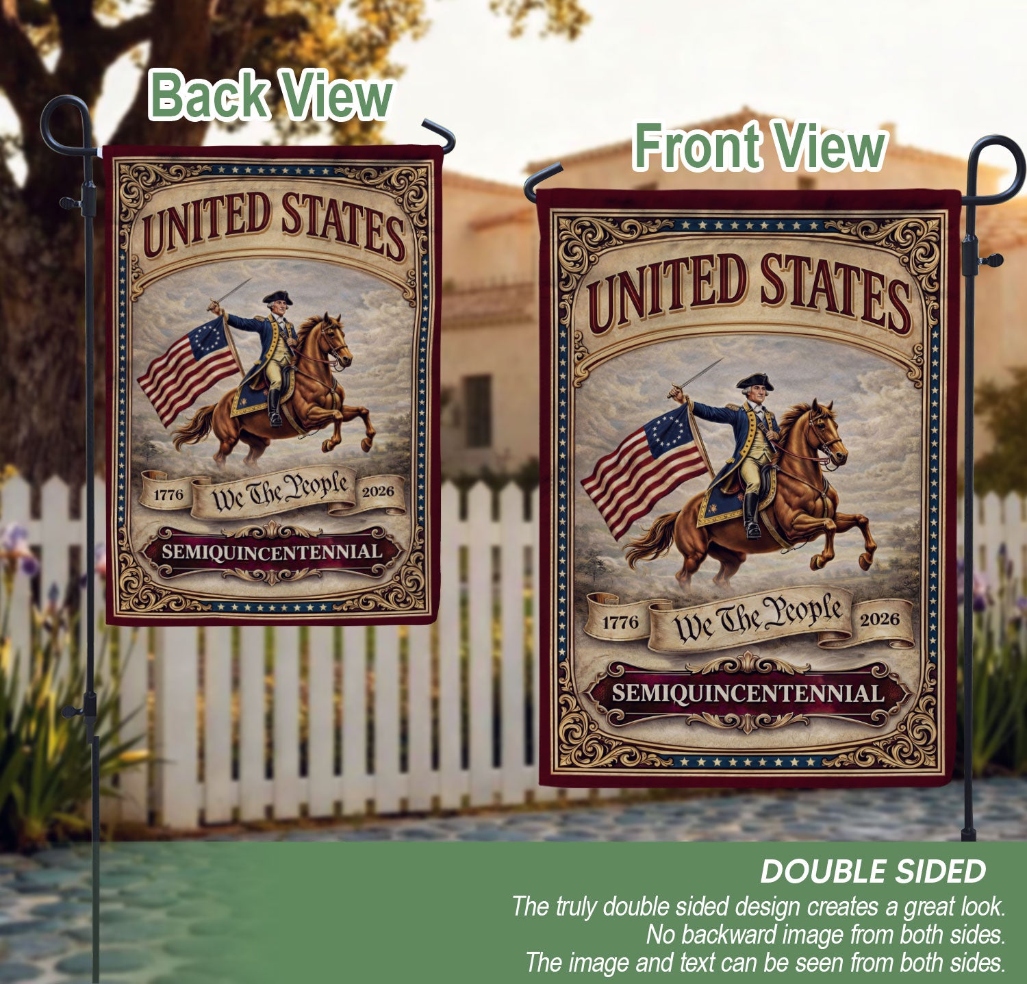 George Washington 250th Anniversary 1776–2026 House Flag – 250 We The People Double Sided Yard Decor