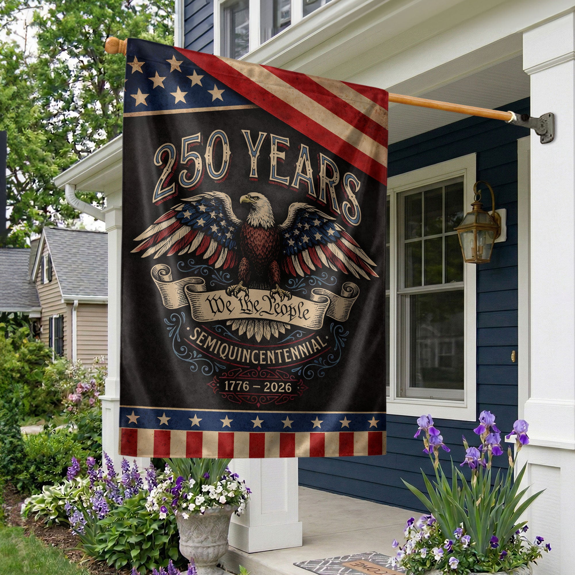 250th Anniversary 1776-2026 Garden Flag – We The People Bald Eagle 250 Years of Liberty Double Sided USA Flag