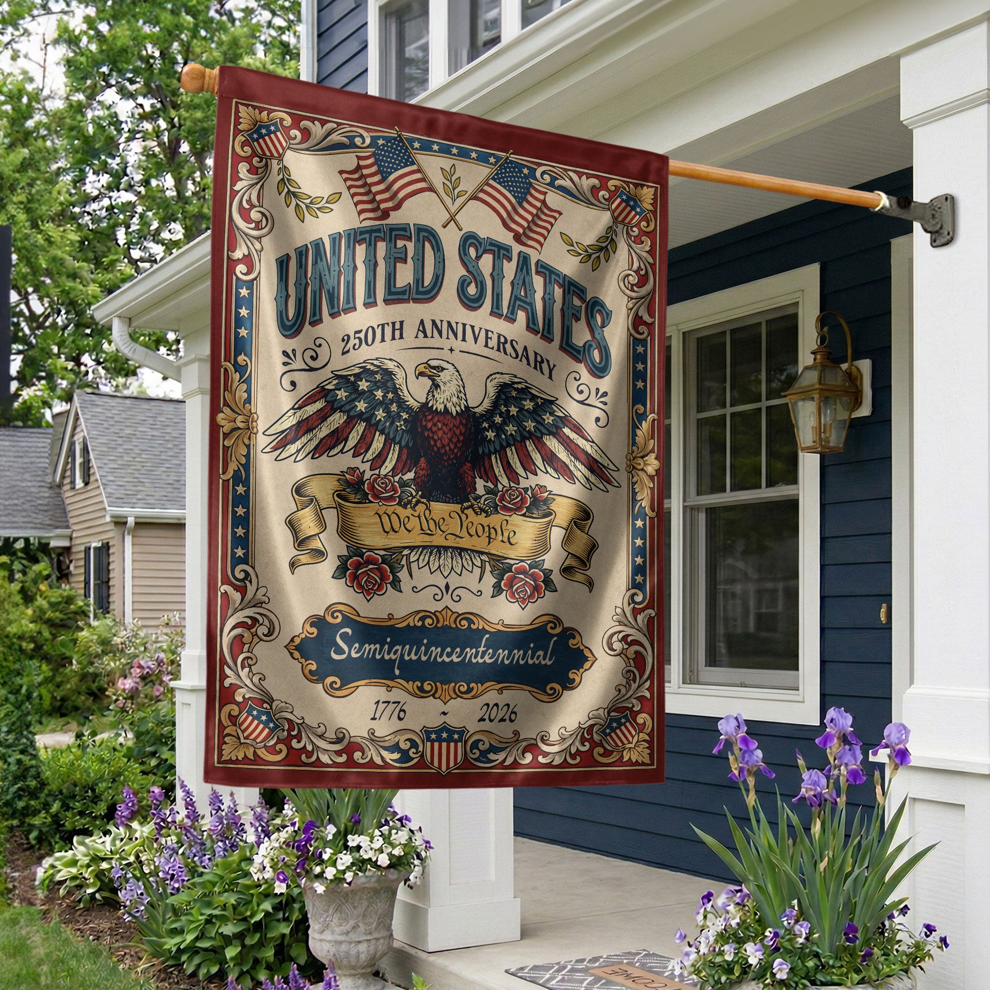 1776-2026 250th Anniversary Garden Flag – We The People Bald Eagle 250 Years of Freedom Double Sided Patriotic Printing