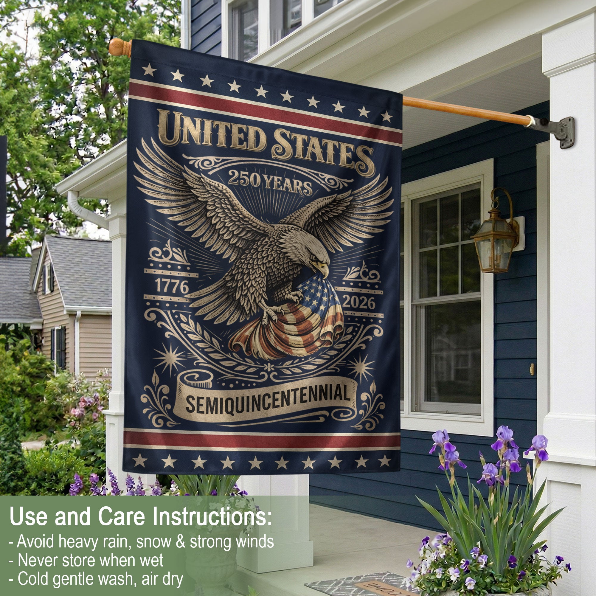 250th Anniversary 1776–2026 House Flag – Patriotic Eagle USA Double Sided Yard Decor