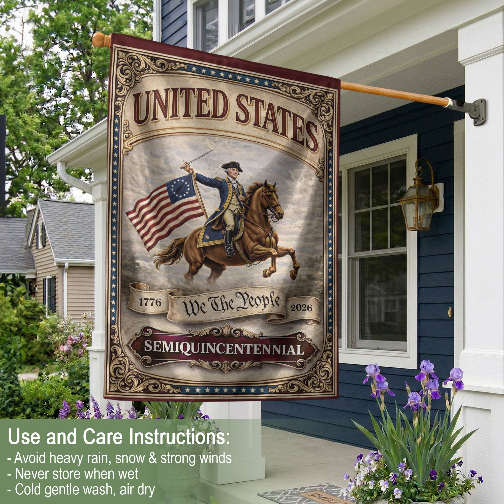 George Washington 250th Anniversary 1776–2026 House Flag – 250 We The People Double Sided Yard Decor