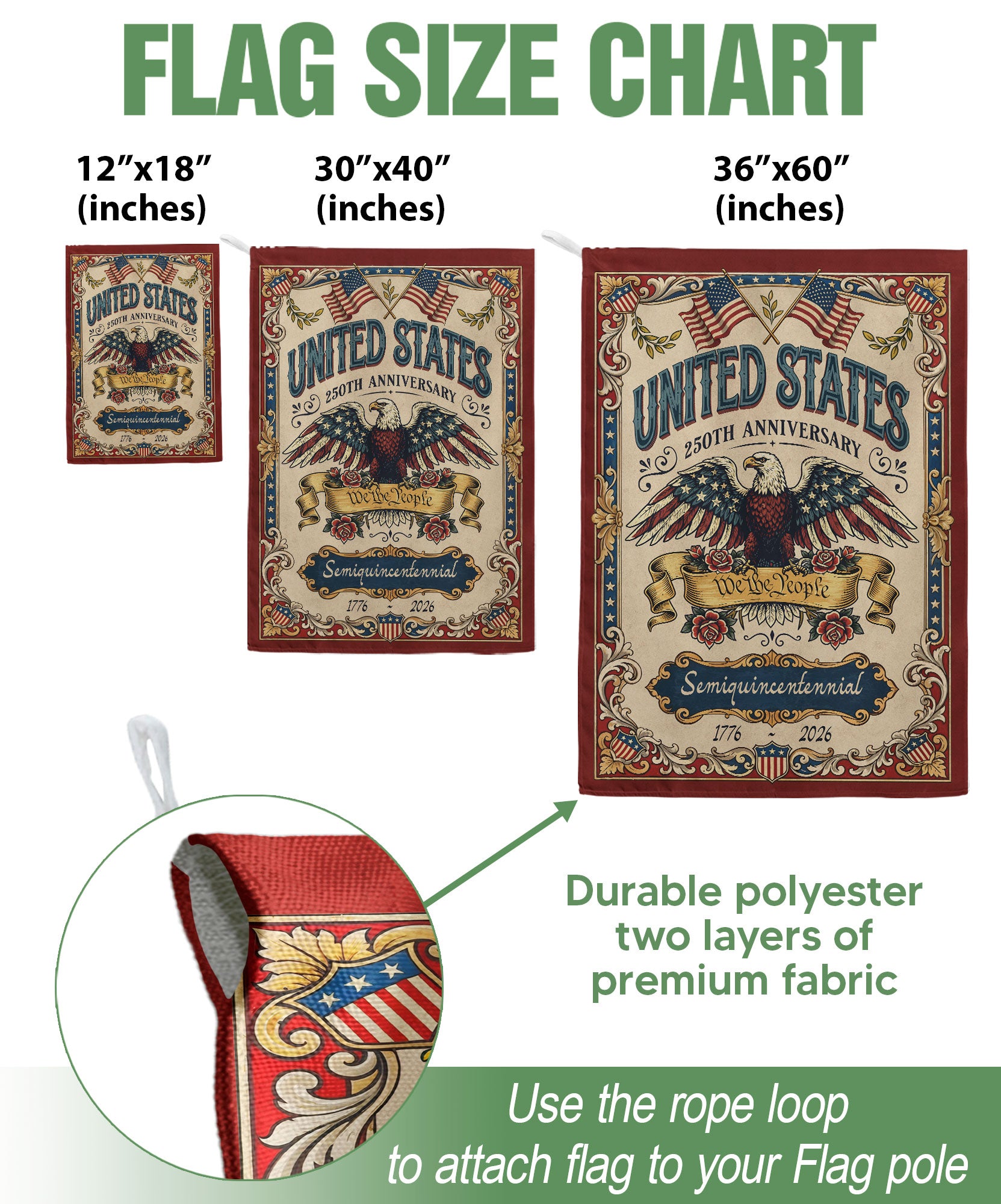 1776-2026 250th Anniversary Garden Flag – We The People Bald Eagle 250 Years of Freedom Double Sided Patriotic Printing