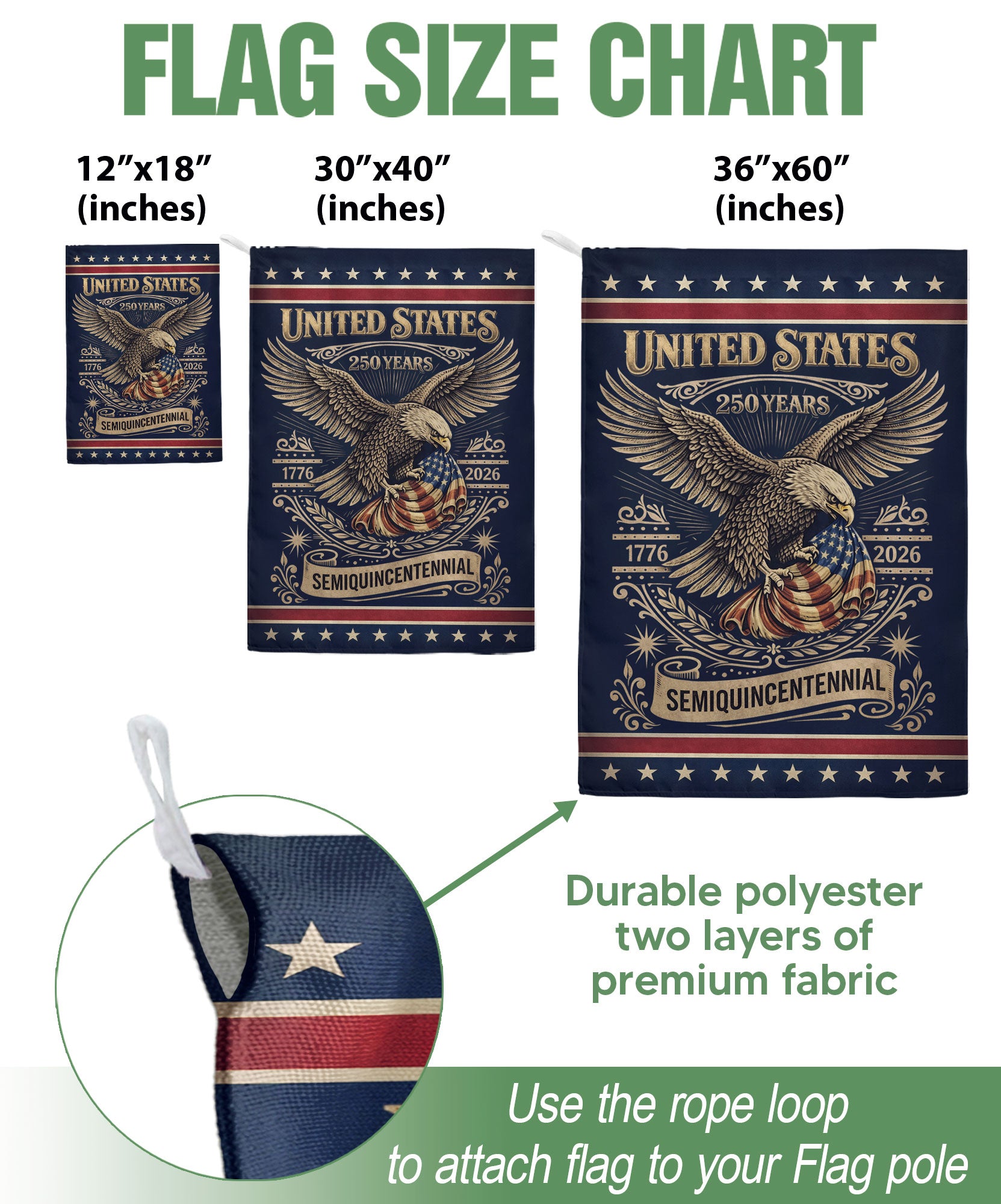 250th Anniversary 1776–2026 House Flag – Patriotic Eagle USA Double Sided Yard Decor