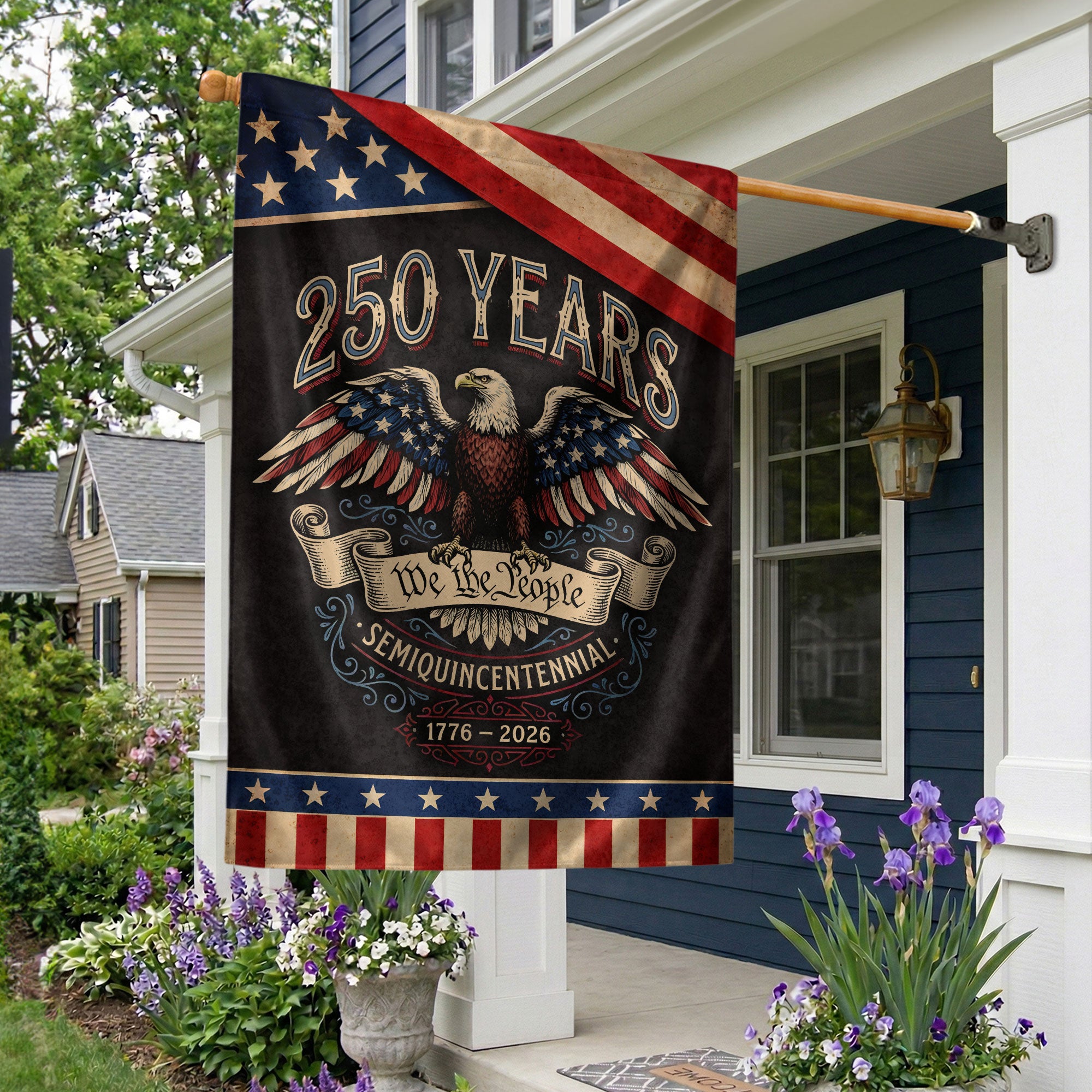 250th Anniversary 1776-2026 Garden Flag – We The People Bald Eagle 250 Years of Liberty Double Sided USA Flag