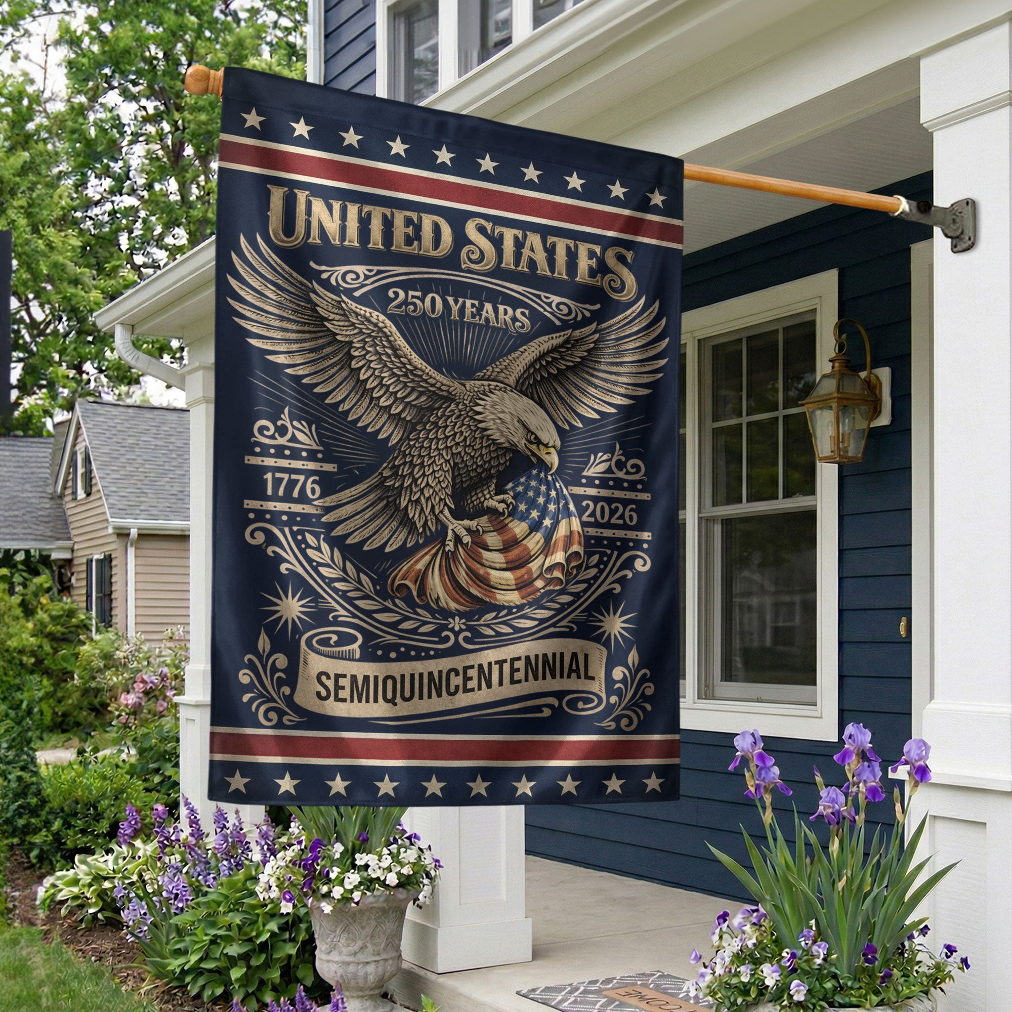250th Anniversary 1776–2026 House Flag – Patriotic Eagle USA Double Sided Yard Decor