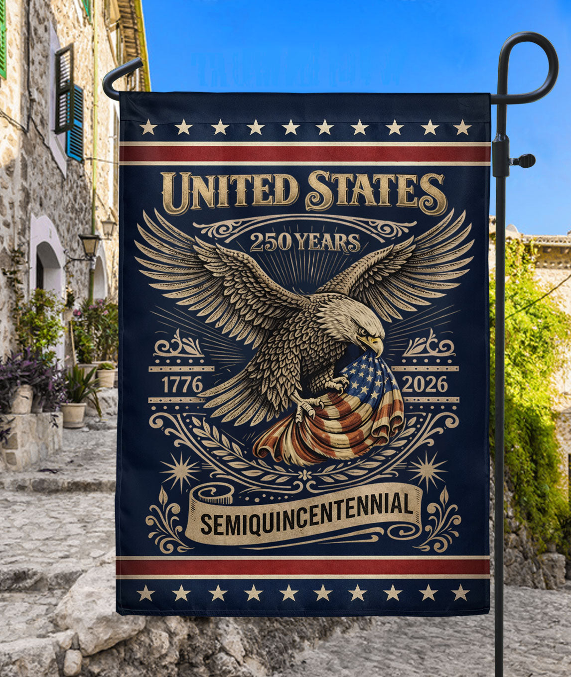 250th Anniversary 1776–2026 House Flag – Patriotic Eagle USA Double Sided Yard Decor