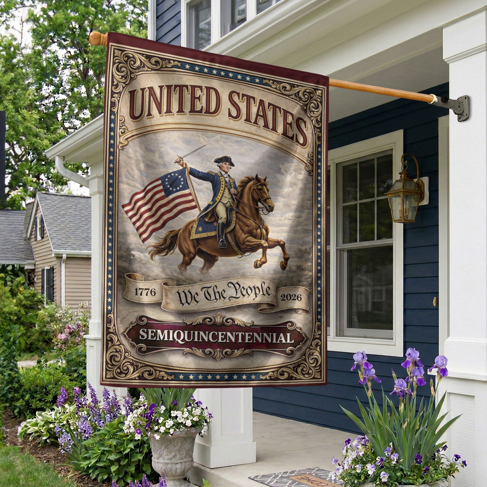 George Washington 250th Anniversary 1776–2026 House Flag – 250 We The People Double Sided Yard Decor