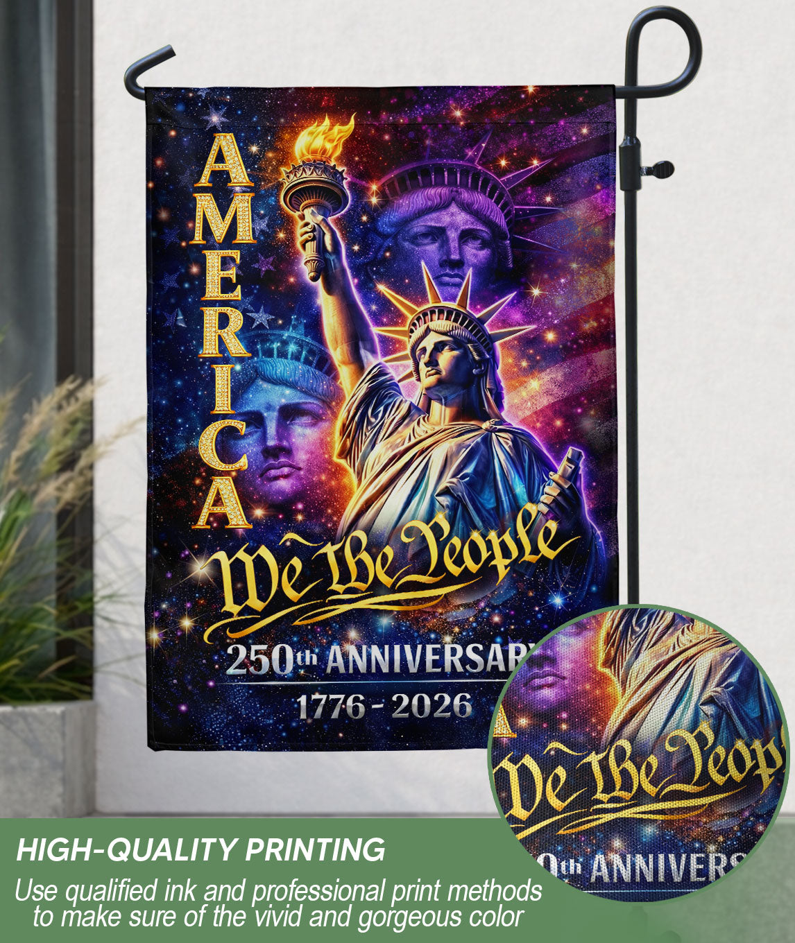250th Anniversary Garden Flag - Statue of Liberty "We The People" 1776-2026, Double Sided 250 Years Outdoor Decor