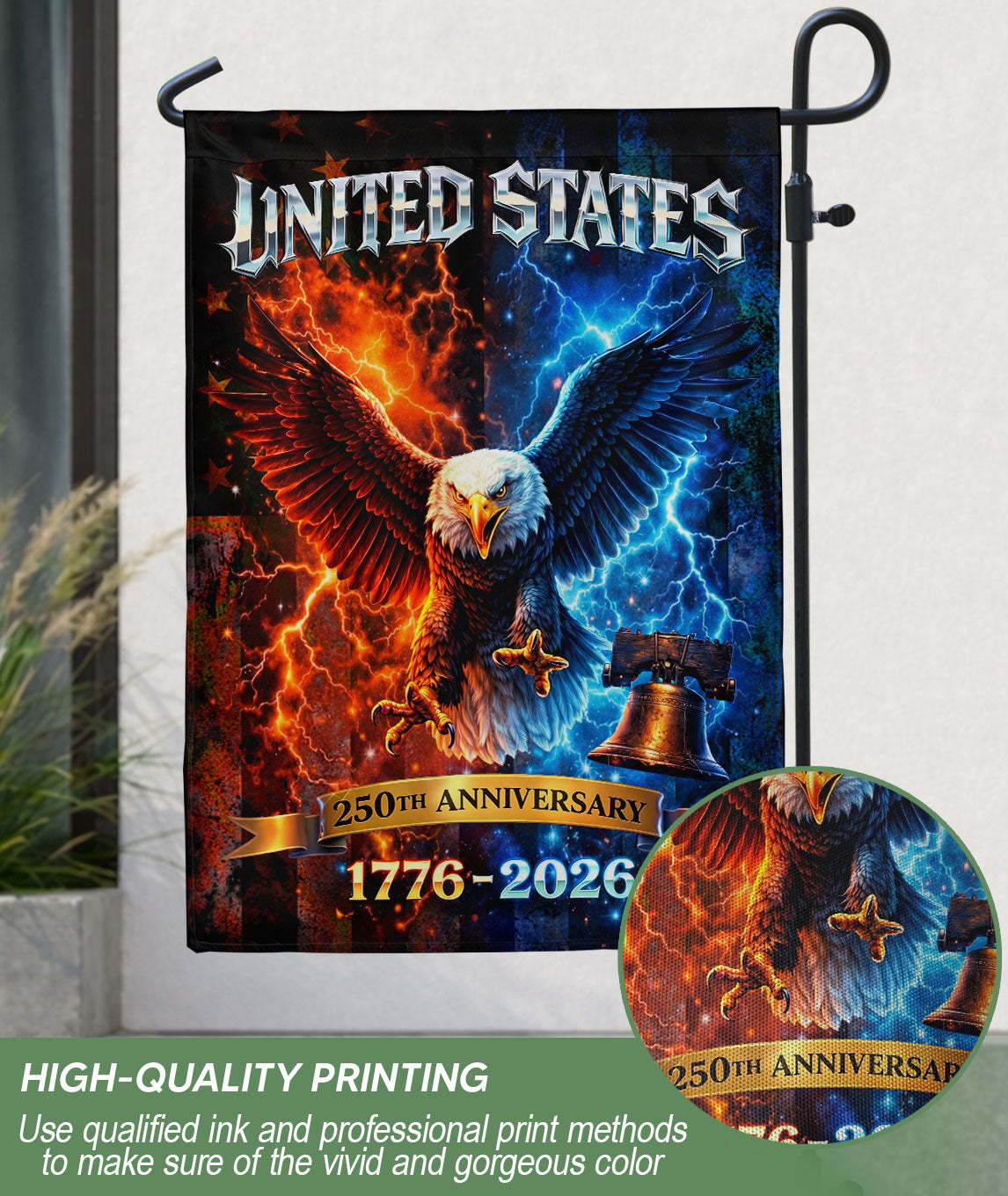 250th Anniversary Garden Flag - Statue of Liberty & Eagle 1776-2026, 250 Years Double Sided Outdoor Decor