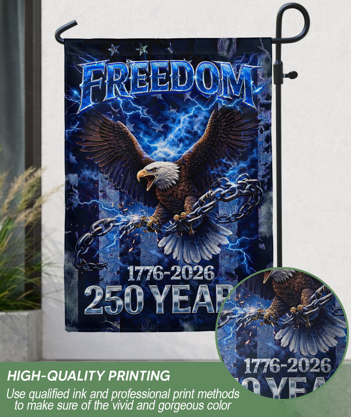 250th Anniversary Garden Flag - Patriotic Freedom Eagle 1776-2026, 250 Years Double Sided Outdoor Decor