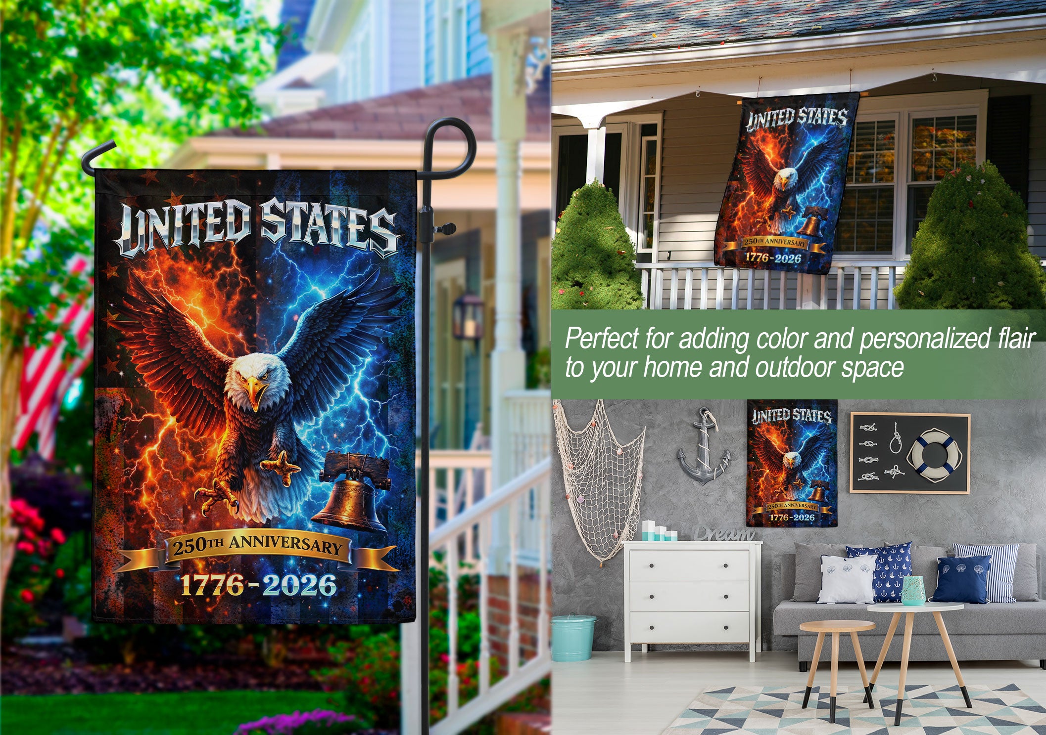 250th Anniversary Garden Flag - Statue of Liberty & Eagle 1776-2026, 250 Years Double Sided Outdoor Decor
