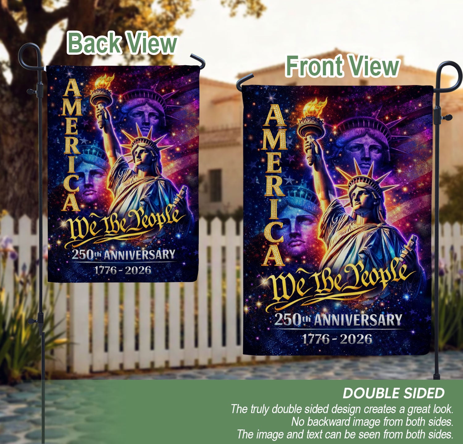 250th Anniversary Garden Flag - Statue of Liberty "We The People" 1776-2026, Double Sided 250 Years Outdoor Decor