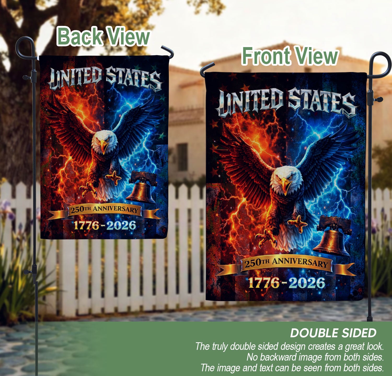 250th Anniversary Garden Flag - Statue of Liberty & Eagle 1776-2026, 250 Years Double Sided Outdoor Decor
