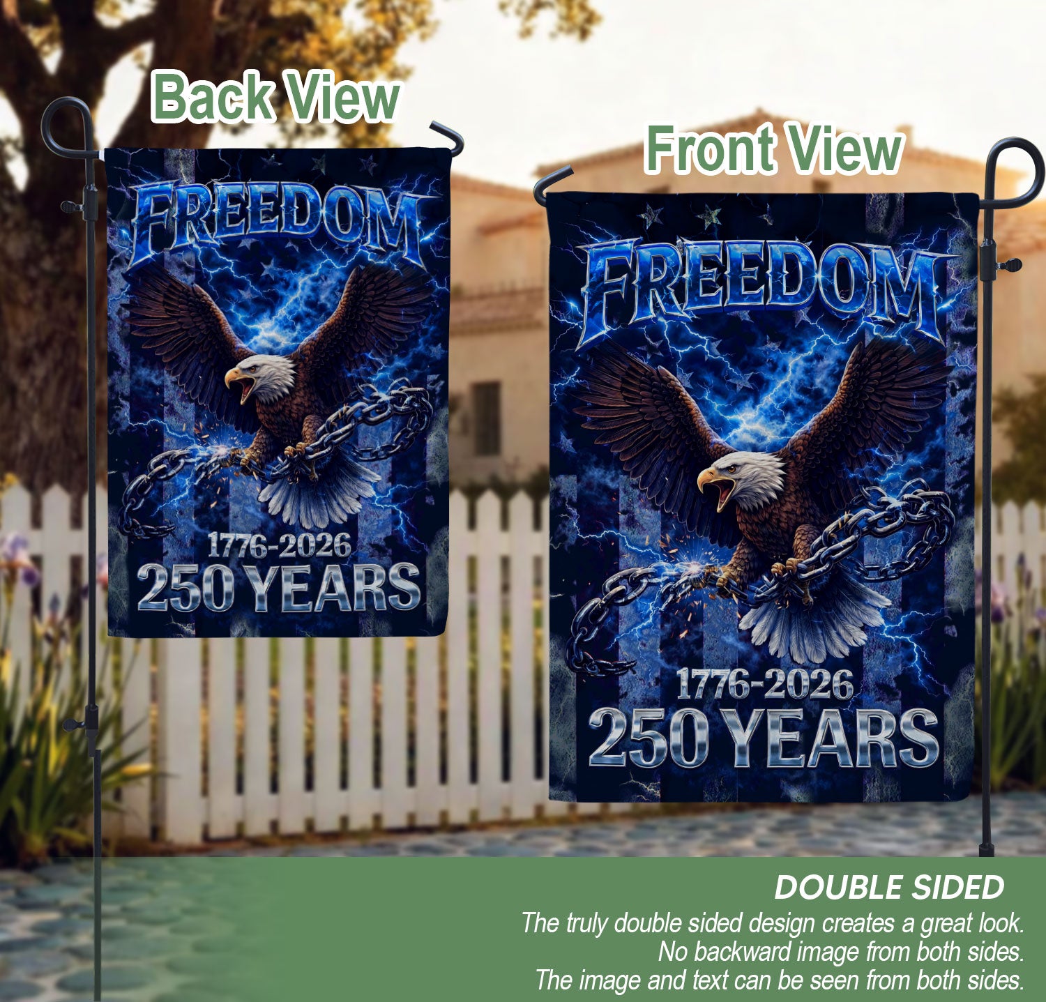 250th Anniversary Garden Flag - Patriotic Freedom Eagle 1776-2026, 250 Years Double Sided Outdoor Decor