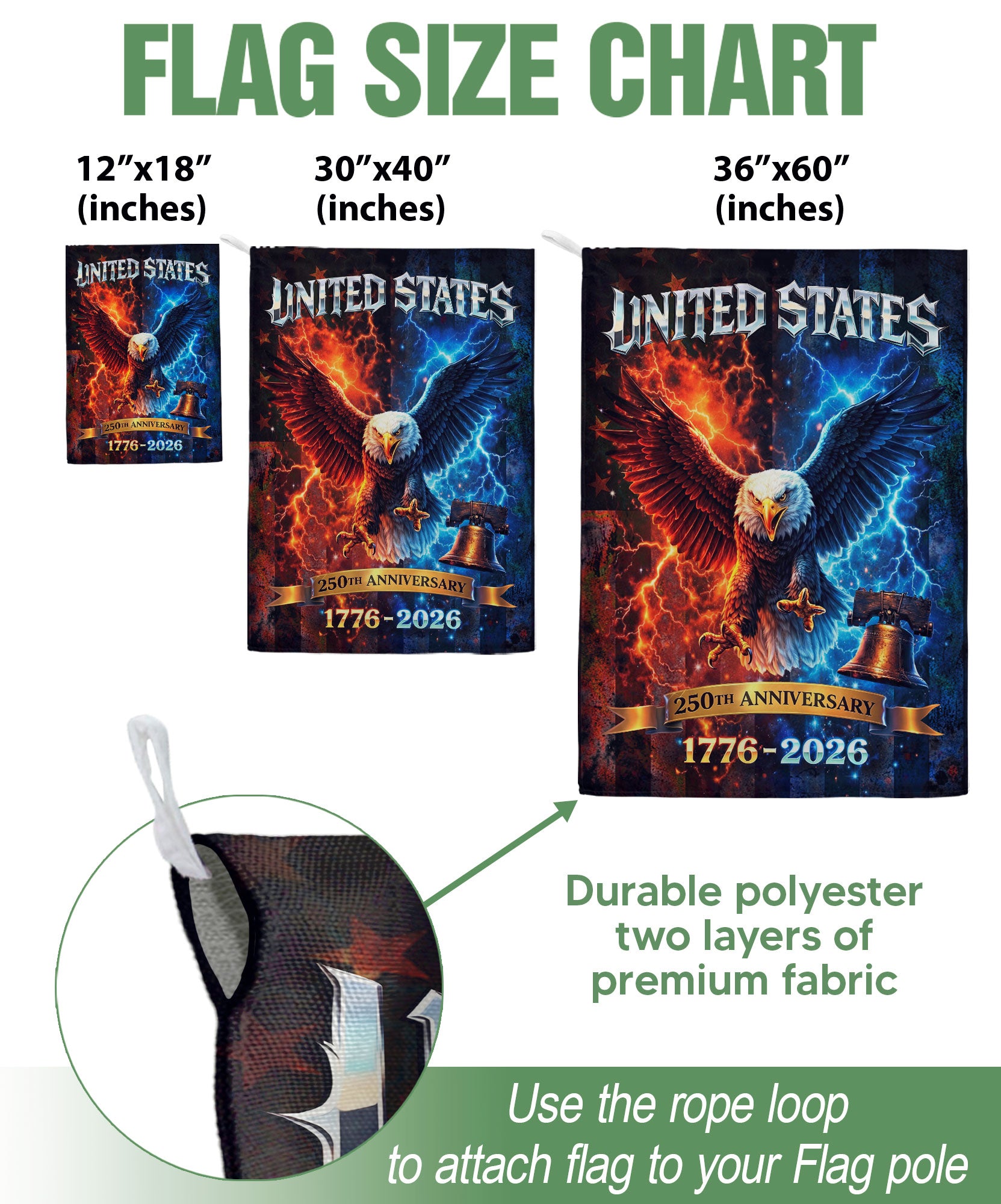 250th Anniversary Garden Flag - Statue of Liberty & Eagle 1776-2026, 250 Years Double Sided Outdoor Decor