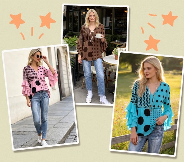Pink coffee and blue blouse styling