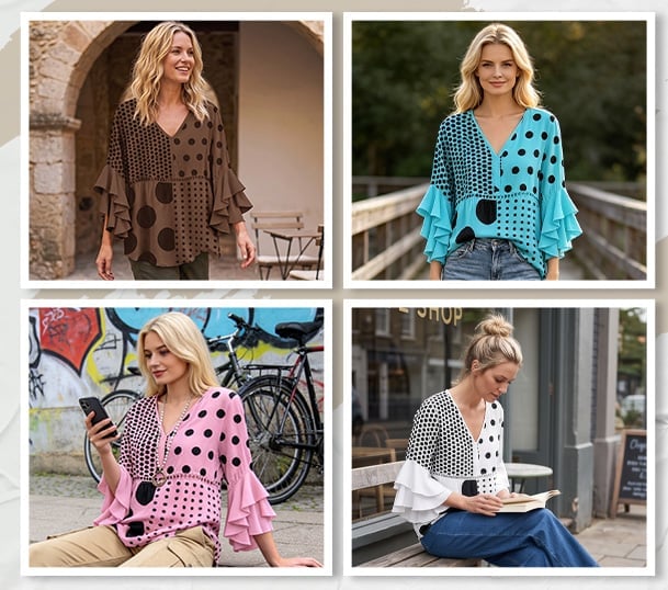 Black blue pink and coffee blouse colors