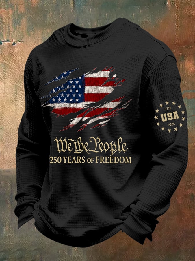 Men's casual 250th anniversary waffle-knit T-shirt