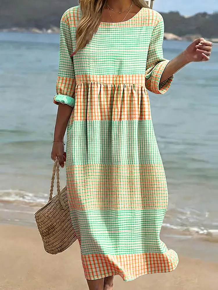 Women'S Casual Daily Striped Artistic Printed Dress