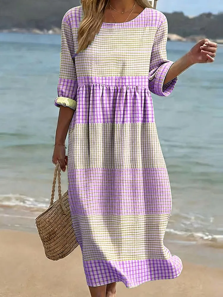Women'S Casual Daily Striped Artistic Printed Dress