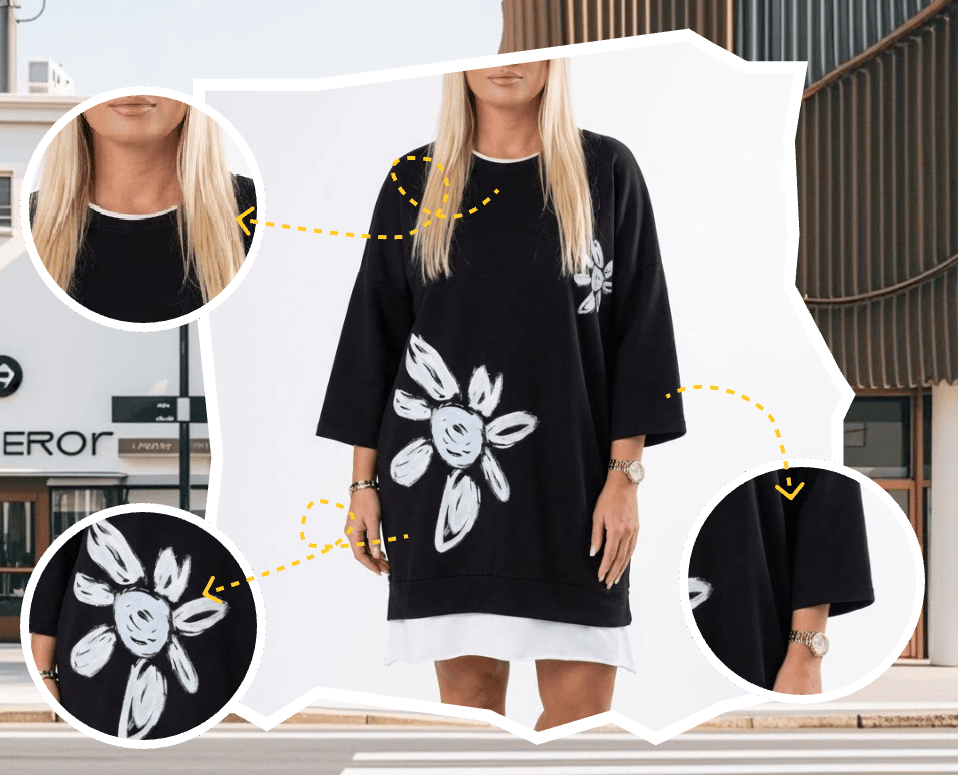 Crew neck floral patchwork sweatshirt dress image 7