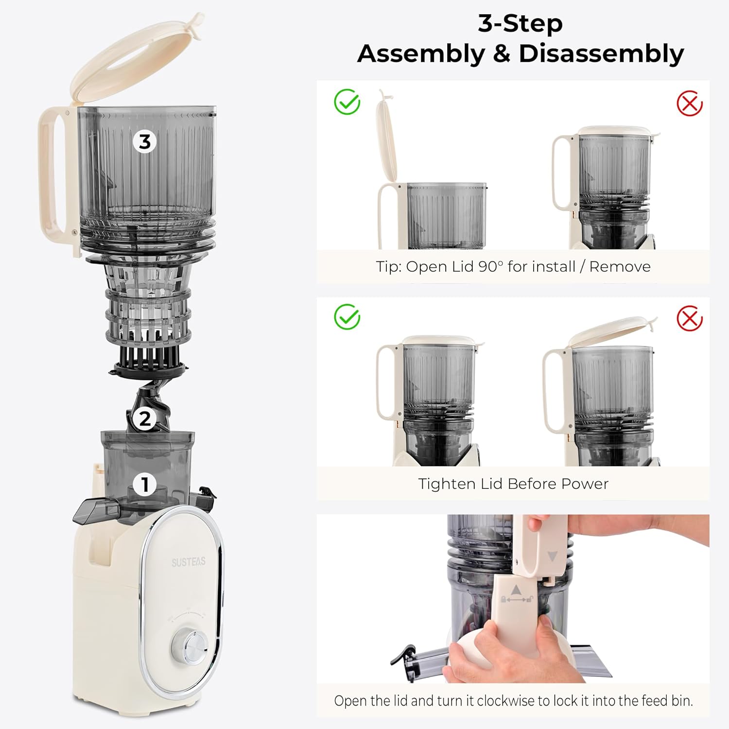 Premium Cold Press Slow Juicer with 5.3" Wide Chute & 300W Motor