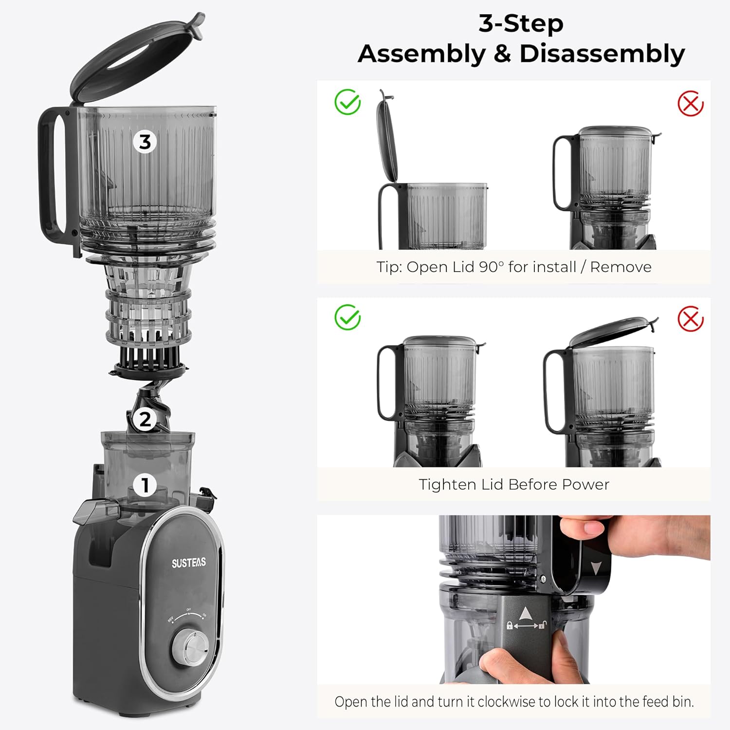 Premium Cold Press Slow Juicer with 5.3" Wide Chute & 300W Motor