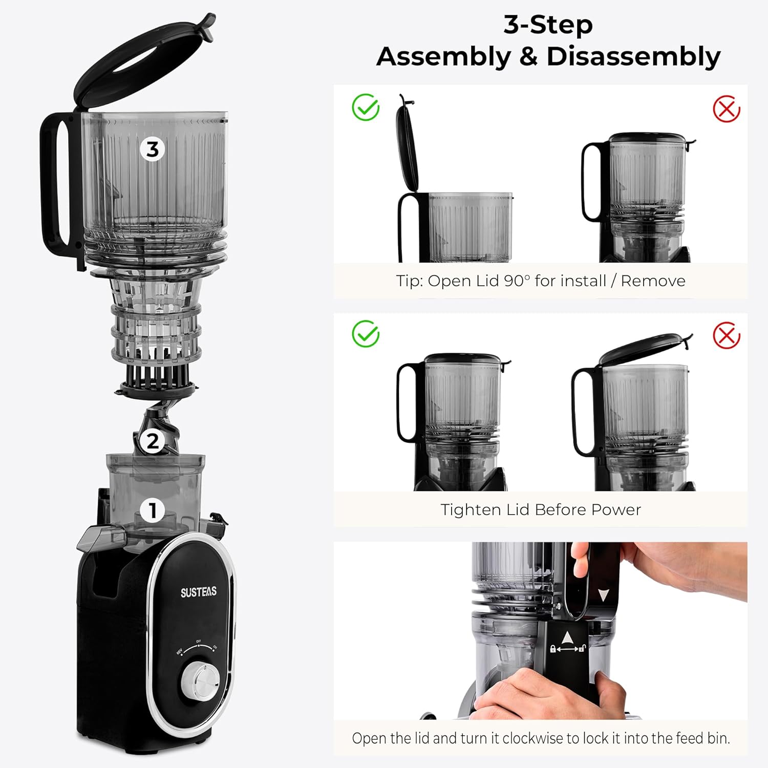 Premium Cold Press Slow Juicer with 5.3" Wide Chute & 300W Motor