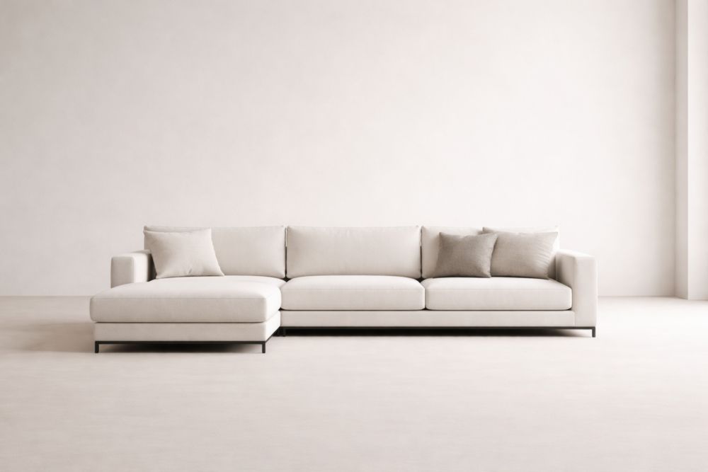 Ecksofa Polyestergewebe Beige L-Form 300x160x85cm