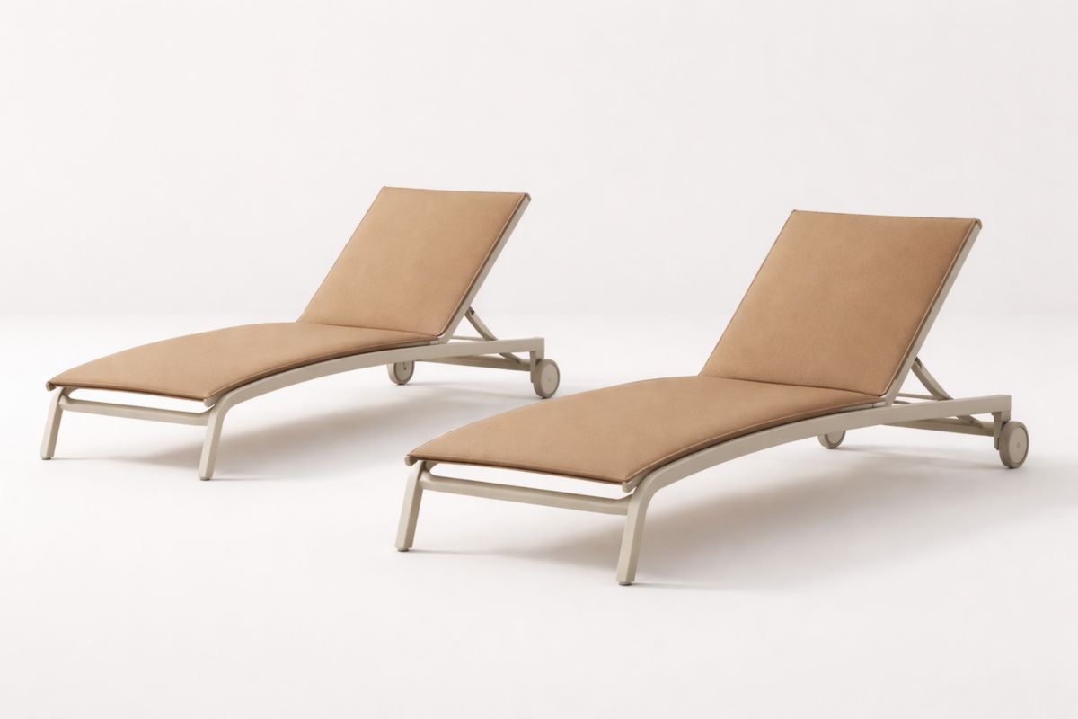 Liegestuhl-Set Aluminium Textilgewebe Beige