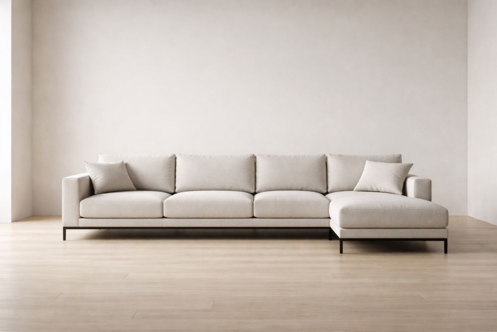 Ecksofa Stoff Beige L-Form 300x200x85cm