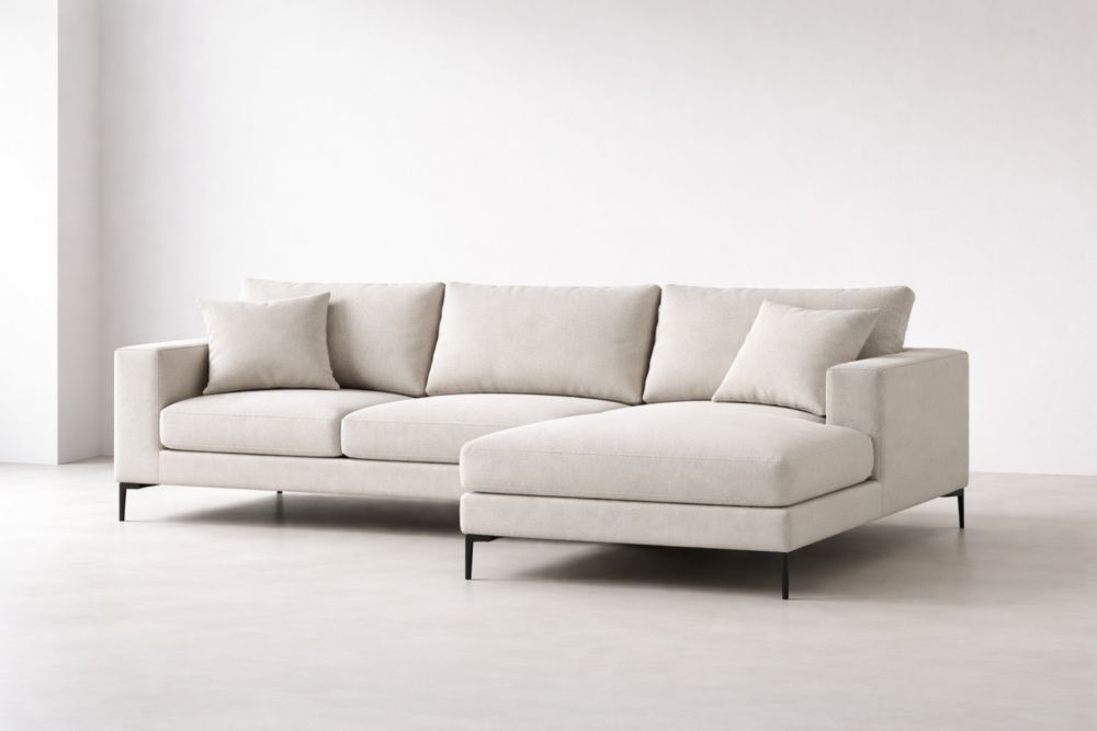 Ecksofa Stoff Polyester Beige L-förmig