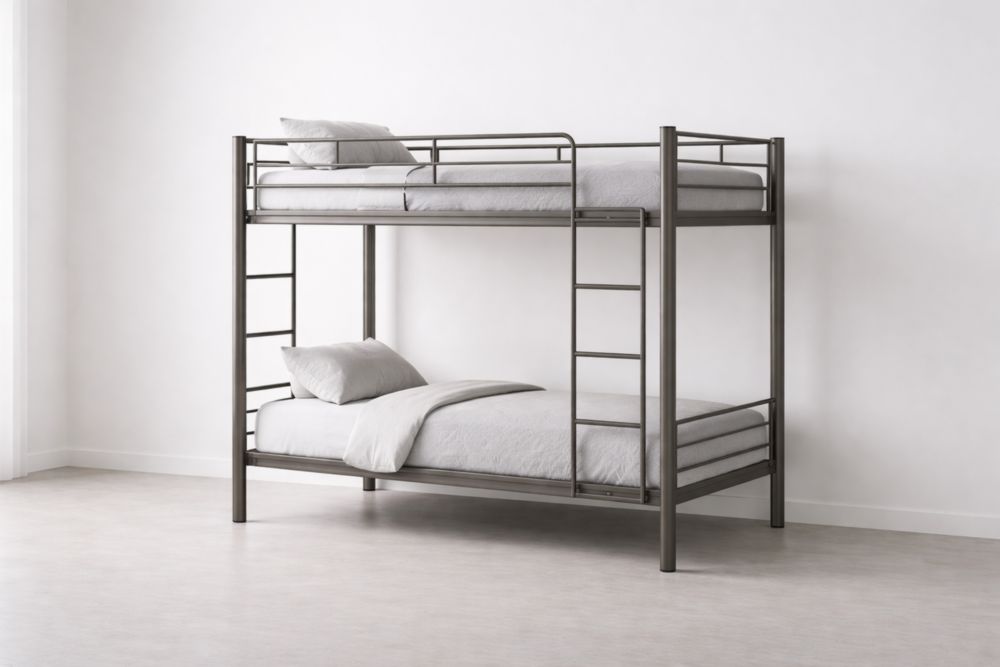 Metall-Etagenbett Grau 200x90×160 cm mit Leiter