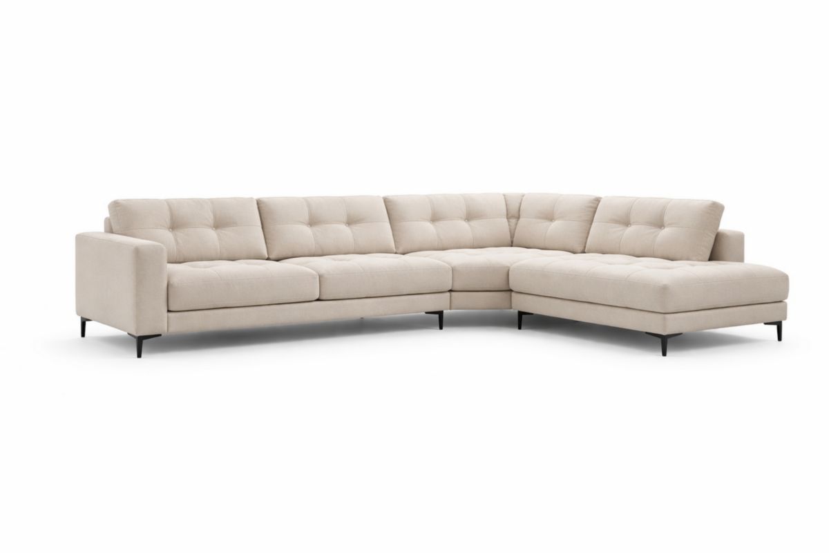 Ecksofa Stoff Beige L-Form mit Metallfüßen