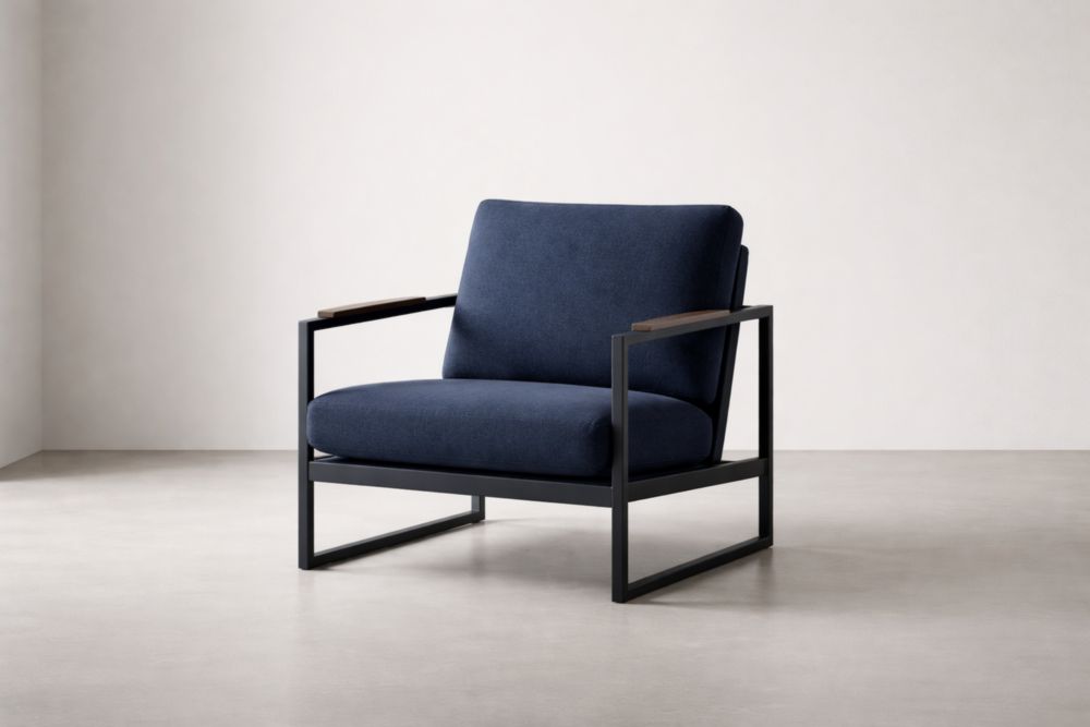 Sessel Metallrahmen Dunkelblau Stoff