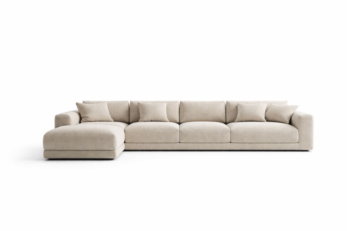 Ecksofa aus Polyesterstoff, Beige, L-förmig 280x160x85 cm(L × B × H)