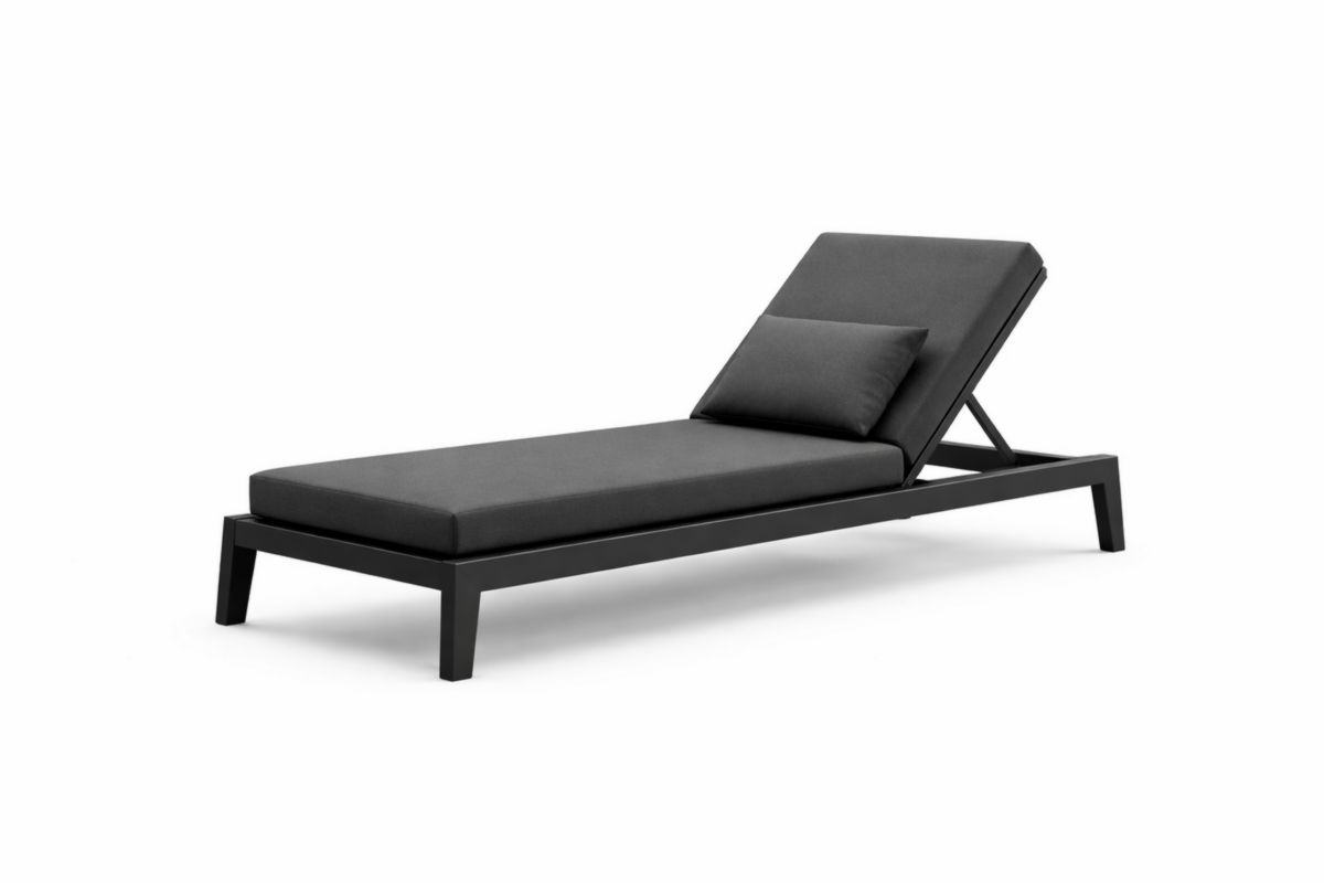 Gartenliege Aluminium Textil Schwarz verstellbar 200x70x35cm(L × B × H)