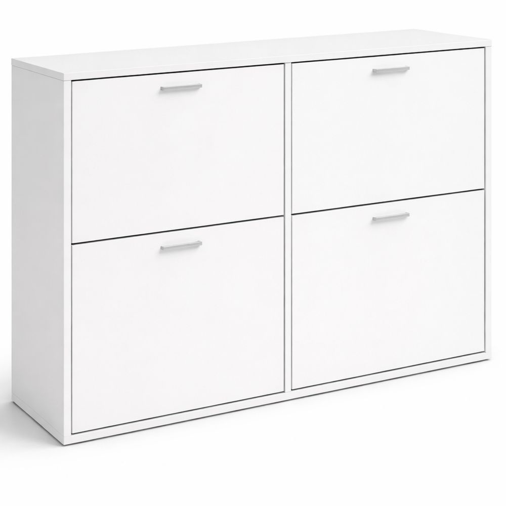 Schuhkipper mit 4 Klappen für bis zu 24 Paar Schuhe, Flur Schuhschrank in Weiß