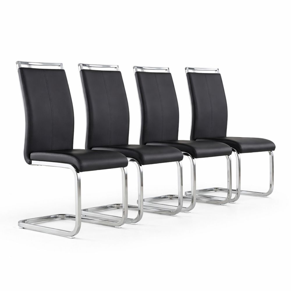 Set aus 4 modernen Freischwingstühlen mit Kunstleder und hoher Rückenlehne