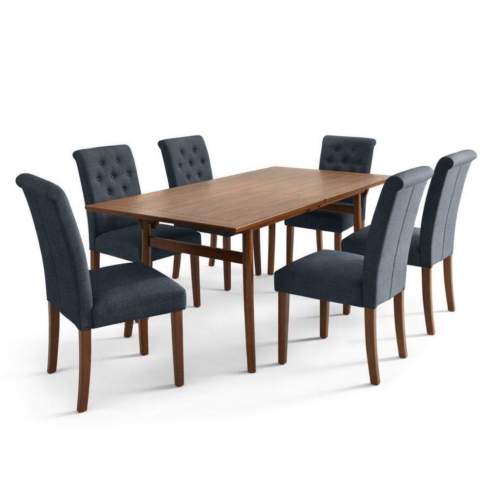 6er Set Esszimmerstühle im Chesterfield-Stil mit Massivholzbeinen und weicher Polsterung, für Esszimmer und Küche, Dunkelgrau