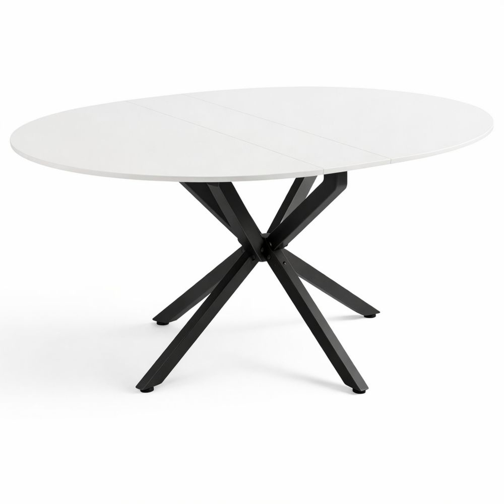 Ausziehbarer Esstisch in Weiß und Schwarz, 120 x 76,5 cm